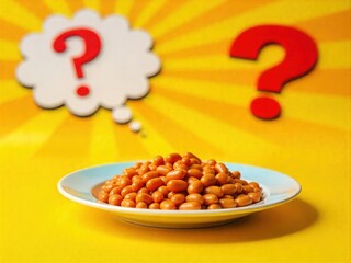 Beans with a Question A Conceptual Conundrum in Food Photography with comic yellow background