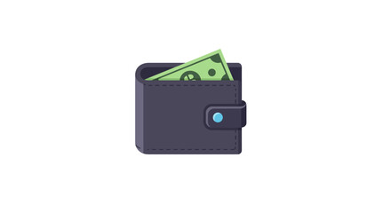 Minimalist wallet with cash on white background for financial concepts