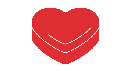 Minimalist red heart icon with duplicate outline design on white background