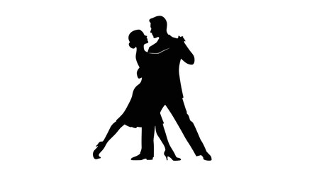 Silhouette of couple dancing embracing elegance in movement with graceful poses