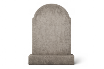 Blank tombstone on transparent background representing remembrance and loss