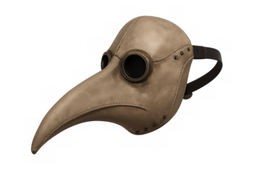 Plague doctor mask isolated on transparent background with clipping path