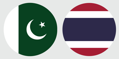 tailand and pakistan circular flag on a grey background