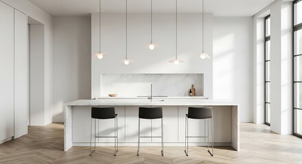 Modern White Kitchen Interior Design.