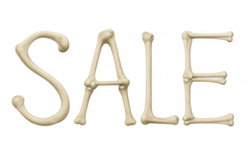 Spooky sale sign made of bones on transparent background