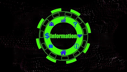Green gear with icons and text Information technology