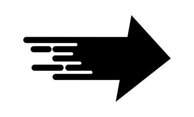 Right arrow icon with fast speed effect. Vector illustration designed for modern abstraction with symbols of speed, rush, progress, energy. Fast right arrow movement symbol on a white background.