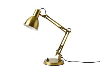 Isolated desk lamp on a base with flexible arm adjustable lighting fixture home decor