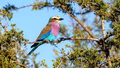 Colorful bird perched on branch