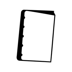 Black and white vector illustration of an open notebook or sketchbook