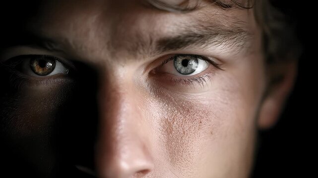 Heterochromia Close-up Showing Mystery and Uniqueness