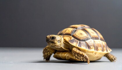 Small tortoise on gray surface