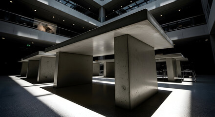 Concrete Structures Illuminated by Sunlight in Geometric Architectural Design