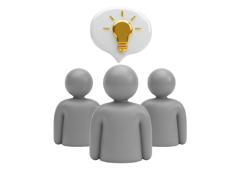 Isolated idea team brainstorming, conceptual group thinking for creative solutions, 3D rendering