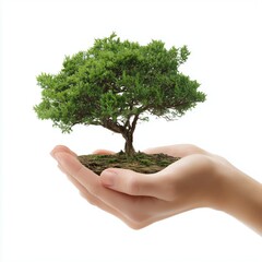 Hands Holding Tree for Clean Energy