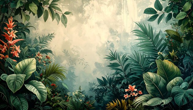 Lush tropical jungle scene