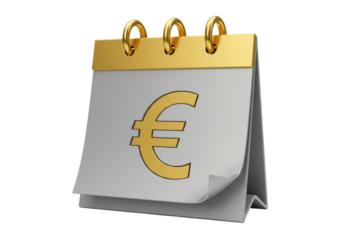 Isolated Euro currency on desktop calendar, European economy calendar, business news