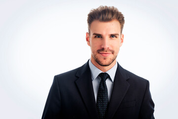 Studio portrait of confident young man standing against isolated background