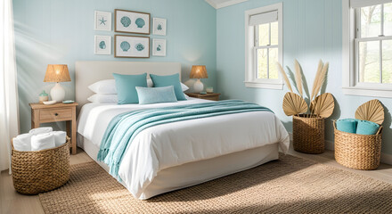 Coastal Bedroom Interior Design Featuring Light And Airy Elements With Relaxing Ambiance