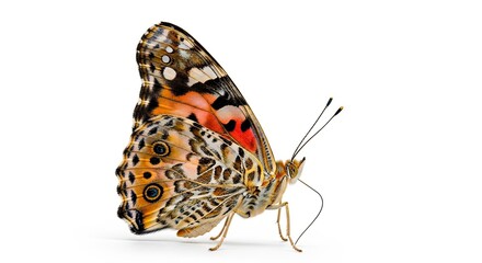 Fototapeta premium Profile View of a Butterfly on White Background