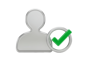 Isolated confirmed profile with checkmark for account approval, completed verification