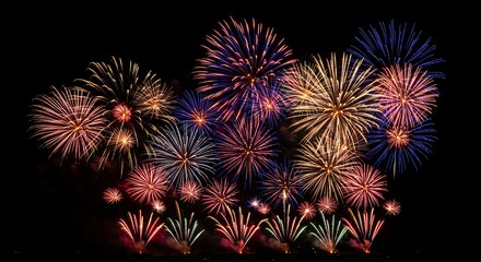 Colorful fireworks display against a dark sky celebration and festive visuals