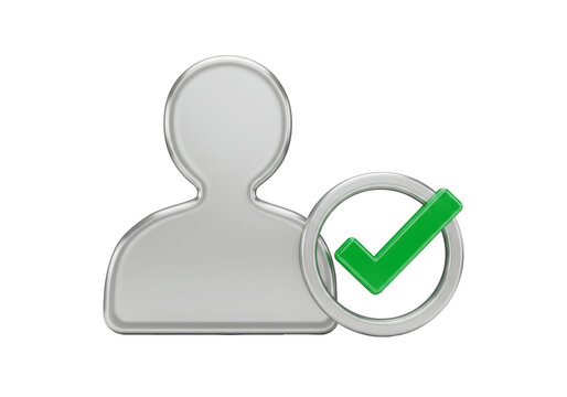 Isolated confirmed profile with checkmark for account approval, completed verification