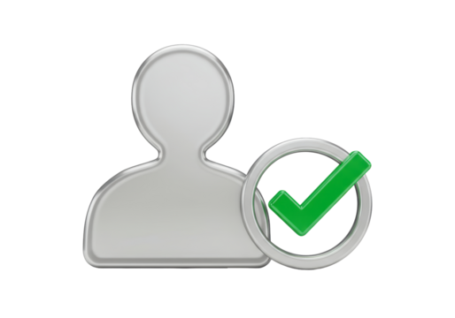 Isolated confirmed profile with checkmark for account approval, completed verification