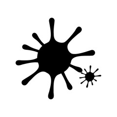 Obraz premium Two black ink blots or abstract shapes with arms and splatter effect