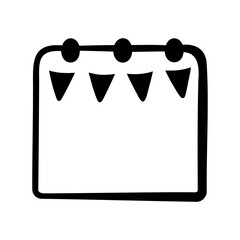 Stylized calendar with pennants hanging down is simple and graphic design