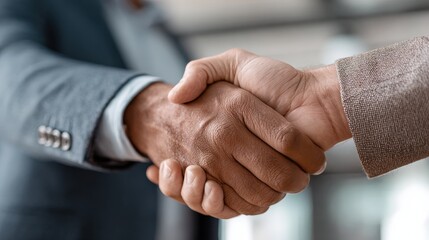 Obraz premium two happy diverse professional business men executive leaders shaking hands after successful financial deal at group board office meeting trust agreement company trade partnership handshake concept n