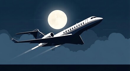 Private Jet Night Flight.