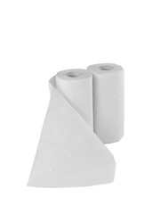 two rolls of paper towels on an isolated background