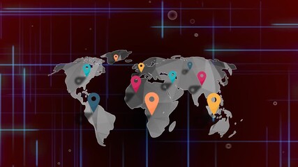 Global digital communication concept with an abstract vector horse illustration on a world map - Powered by Adobe