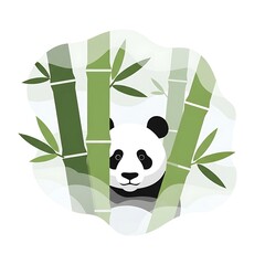 Panda peeking bamboo forest.