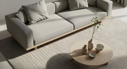 Contemporary Sofa and Cozy Rug Create a Modern And Relaxing Living Room Ambiance