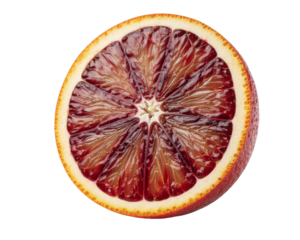 red blood orange slice, isolated on white background, clipping path, full depth of fi