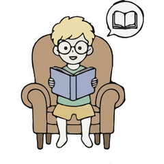 Boy Reading Book Icon