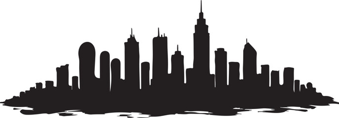 Obraz premium City Skyline Silhouette Urban Landscape with Tall Buildings and Abstract Ground