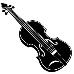 Obraz premium Black Silhouette of a Violin on a White Background music instrument