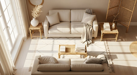 Cozy And Serene Living Room Design With Earth Tones And Natural Light