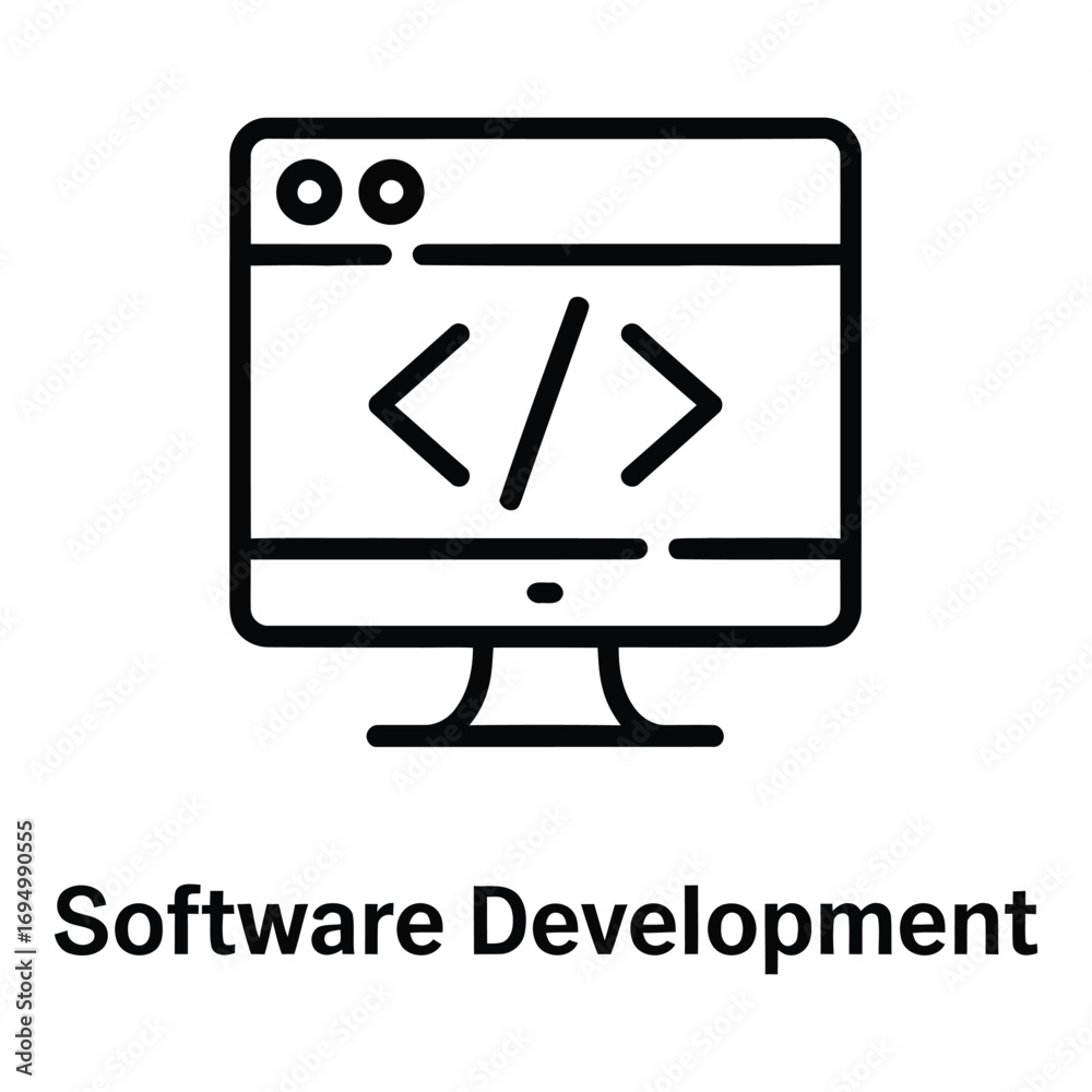 Wall mural computer screen with code representing software development and programming on a monitor display sil