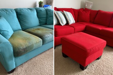 Generative AI highlights the stark difference between stained and cleaned carpets