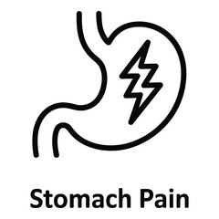 Stomach pain illustration representing digestive issues and discomfort with a lightning bolt symbol silhouette
