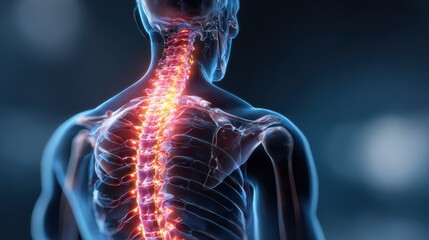 digital composite of highlighted bones of man at physiotherapy no logos no brands ar 169