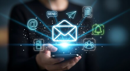 Connect With Digital Communication Using A Glowing Smart Phone For Modern Business Success And Global Networking