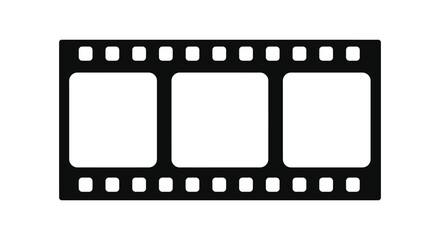 film strip with three frames showing blank spaces silhouette