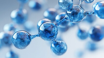abstract blue connected glass bubbles molecule background abstraction creativity concept 3d rendering  no logos no brands ar 169