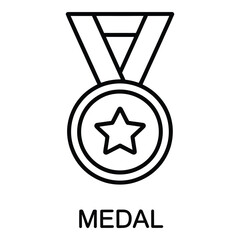Medal with star and ribbon outline representing achievement and recognition award symbol design vector silhouette