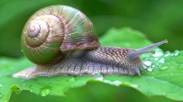 A snail on a leaf